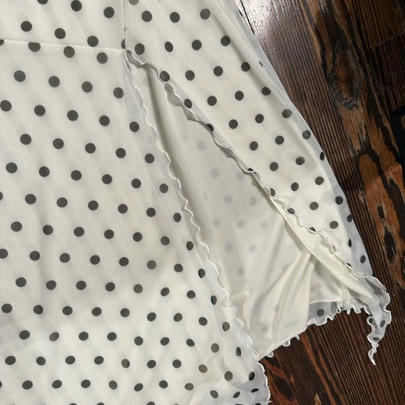 Urban Outfitters Strapless White Dress with Black Polka Dots - Picture 3 of 4